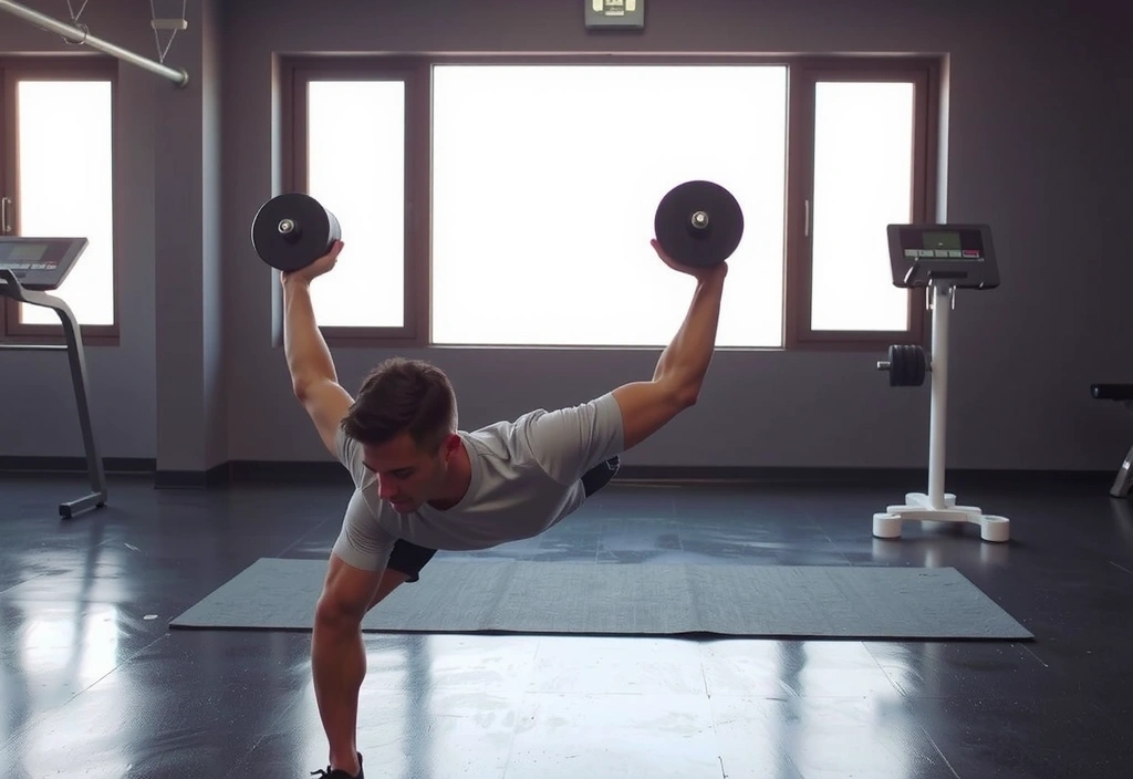 Man lifting weights in a gym, representing men's health and fitness.